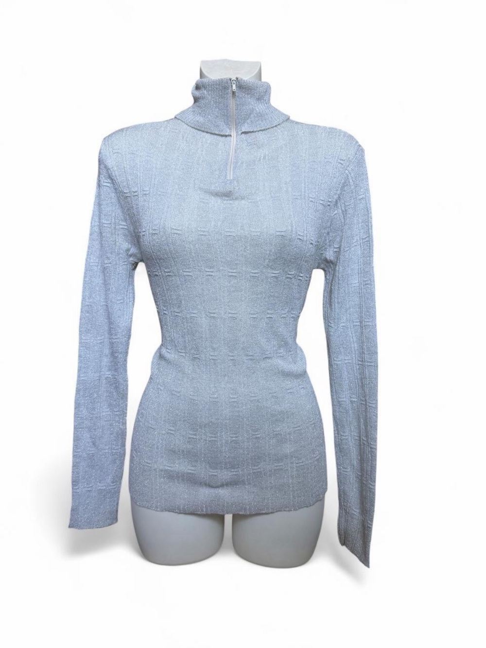 Vintage Light Blue Half-Zip Turtleneck Sweater